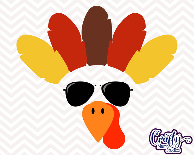 Turkey Face - Turkey - Turkey Sunglasses - Thanksgiving Fall SVG Crafty Mama Studios 