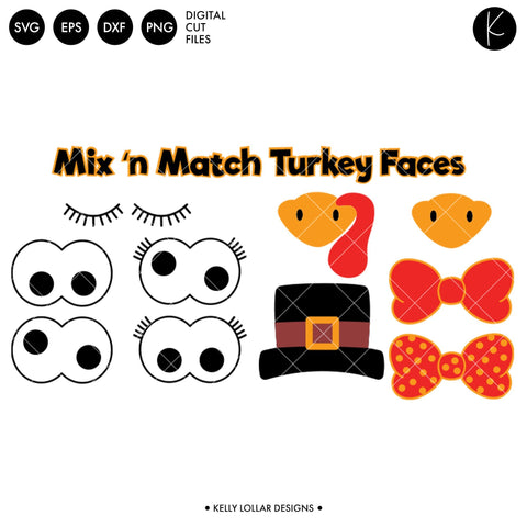 Turkey Faces Pack SVG Kelly Lollar Designs 