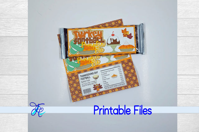 Turkey, Football & Pumpkin Pie Candy Bar Wrapper SVG Family Creations 