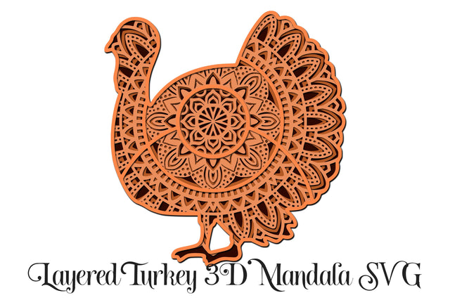 Turkey Layered Mandala SVG File - 4 Layers SVG Digital Honeybee 