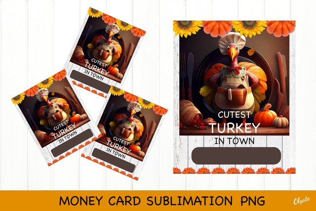 Turkey Money Card PNG. Money Card Holder. Sublimation Olga Terlyanskaya 