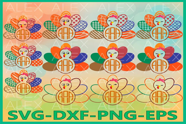 Turkey Monogram Svg, Thanksgiving SVG AlexSVGStudio 