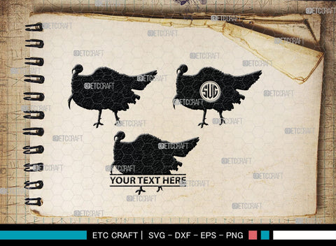 Turkey Monogram, Turkey Silhouette, Turkey SVG, Turkey Bird Svg, Christmas Turkey Svg, Fried Turkey Svg, Animal Svg, SB00329 SVG ETC Craft 