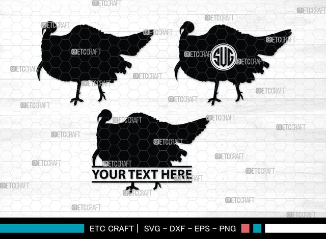 Turkey Monogram, Turkey Silhouette, Turkey SVG, Turkey Bird Svg, Christmas Turkey Svg, Fried Turkey Svg, Animal Svg, SB00329 SVG ETC Craft 