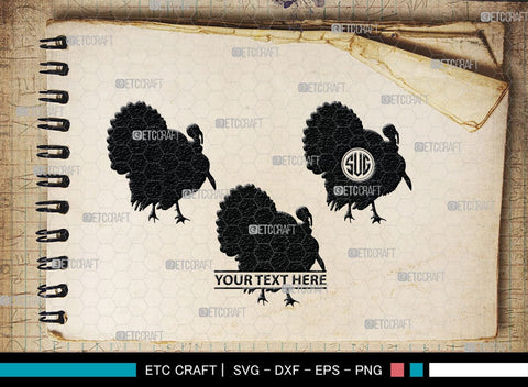 Turkey Monogram, Turkey Silhouette, Turkey SVG, Turkey Bird Svg, Christmas Turkey Svg, Fried Turkey Svg, Animal Svg, SB00329 SVG ETC Craft 