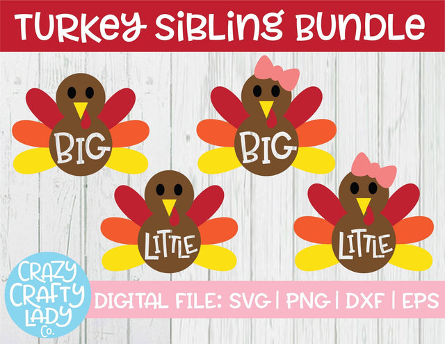 Turkey Sibling SVG Cut File Bundle SVG Crazy Crafty Lady Co.