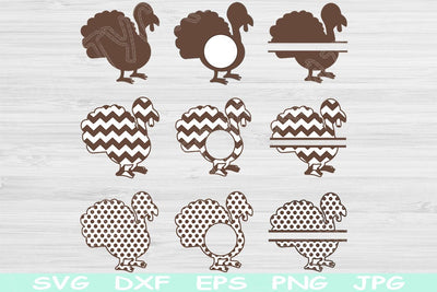 Turkey Svg Monogram Bundle, Thanksgiving Monogram Svg Files for Cricut and Silhouette, Split Thanksgiving Svg Cut File Digital Dxf, Eps, Png SVG TiffsCraftyCreations 