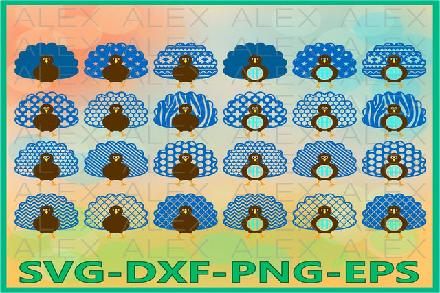Turkey SVG, Thanksgiving Monogram SVG AlexSVGStudio 