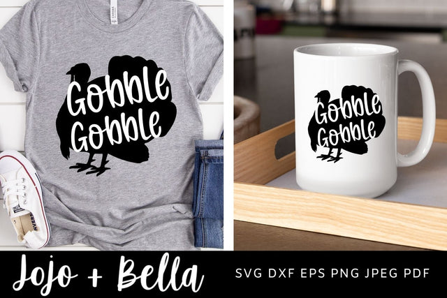 Turkey SVG - Thanksgiving Svg - Gobble Svg - Fall Svg - Thankful Svg, Svg Files for Cricut, Silhouette, Sublimation, Iron On and Print. SVG Jojo&Bella 