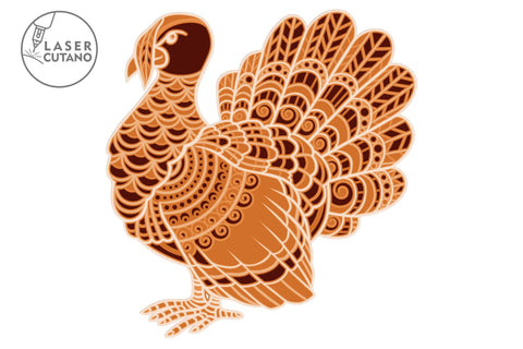 TURKEY, THANKSGIVING Day Multilayer Laser Cut File, Mandala, Paper Craft SVG LaserCutano 