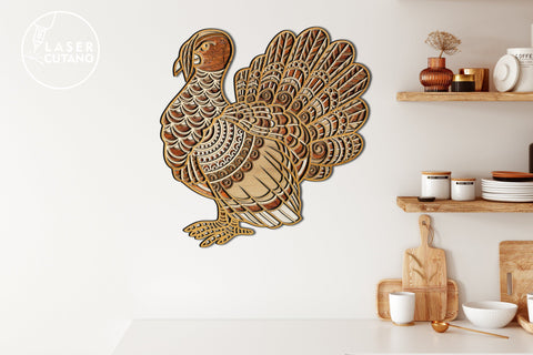 TURKEY, THANKSGIVING Day Multilayer Laser Cut File, Mandala, Paper Craft SVG LaserCutano 