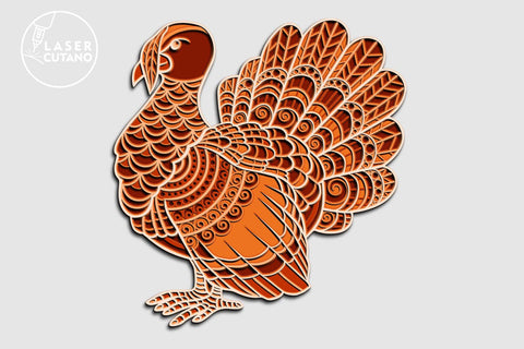 TURKEY, THANKSGIVING Day Multilayer Laser Cut File, Mandala, Paper Craft SVG LaserCutano 