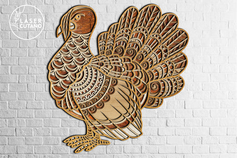 TURKEY, THANKSGIVING Day Multilayer Laser Cut File, Mandala, Paper Craft SVG LaserCutano 