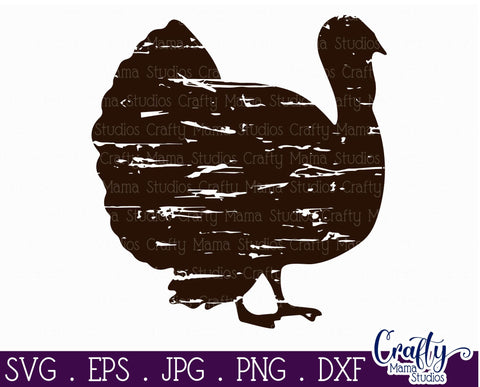 Turkey - Thanksgiving Turkey - Distressed Turkey - Grunge Turkey SVG Crafty Mama Studios 