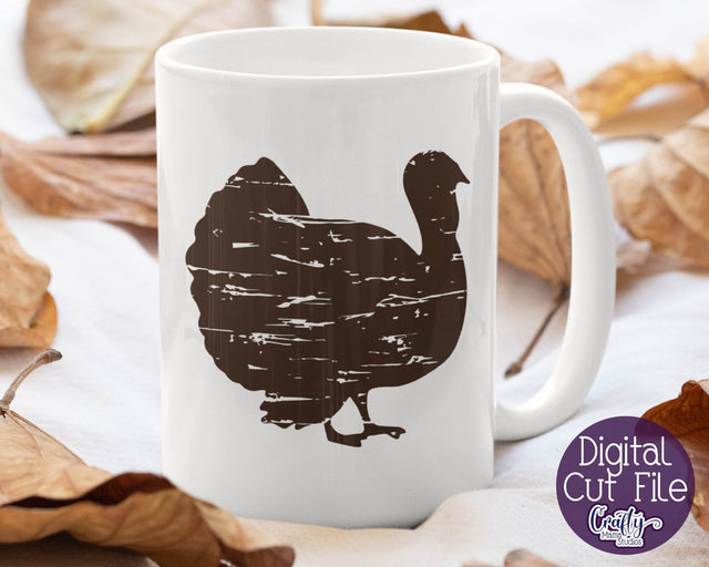 Turkey - Thanksgiving Turkey - Distressed Turkey - Grunge Turkey SVG Crafty Mama Studios 