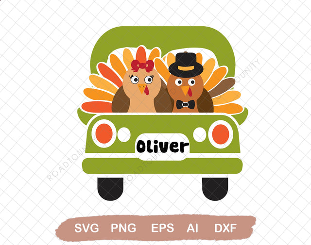 Turkey Truck Svg, Vintage Truck Back Svg, Boys Thanksgiving Svg Dxf Eps Png, Fall Cut Files, Monogram Svg, Kids Clipart, Silhouette, Cricut SVG DiamondDesign 