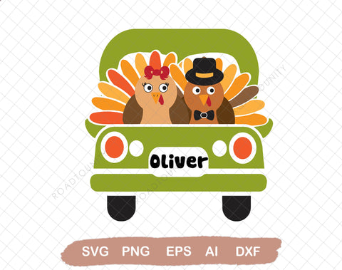 Turkey Truck Svg, Vintage Truck Back Svg, Boys Thanksgiving Svg Dxf Eps Png, Fall Cut Files, Monogram Svg, Kids Clipart, Silhouette, Cricut SVG DiamondDesign 