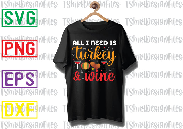Turkey & Wine Svg, Autumn Svg, Fall Gnomes Svg, Holiday Day svg SVG DesignTShirt 
