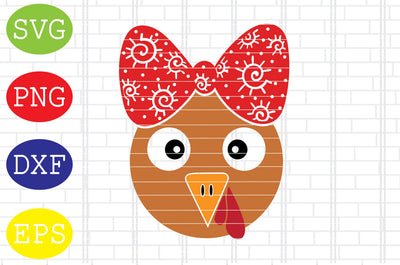 Turkey with Bow Svg, Turkey Face Svg, Thanksgiving Svg, Welcome Fall Svg, Hello Fall Svg, Pumpkin Svg, Autumn Svg SVG DigitalSvgFiles 