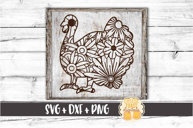 Turkey Zen Doodle Mandala - Thanksgiving SVG PNG DXF Cut Files SVG Cheese Toast Digitals 