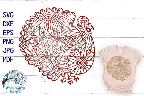 Turkey Zentangle SVG | Turkey Mandala | Thanksgiving SVG Cut File SVG Wispy Willow Designs 