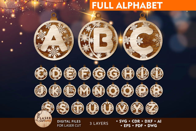 Turkish Alphabet Multilayer Ornaments, Wood Cut and Paper Cut Decorarions, laser Cut Templates SVG LaserCutano 