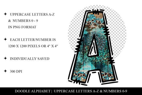 Turquoise And Cheetah Southwestern Doodle Letters Sublimation BijouBay 