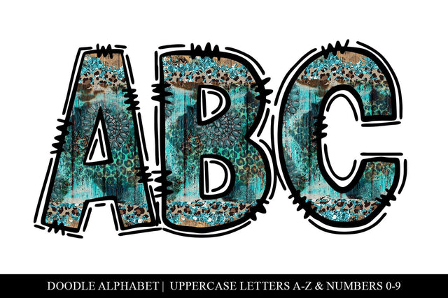 Turquoise And Cheetah Southwestern Doodle Letters Sublimation BijouBay 