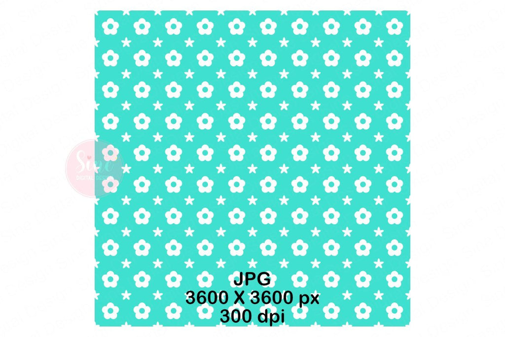 Turquoise and White Pattern Seamless Digital Paper Backgrounds - So Fontsy