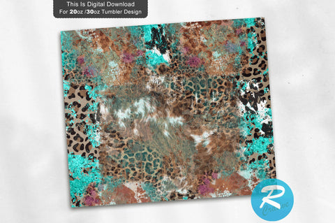 Turquoise Cowhide Leopard 20 oz / 30 oz Tumbler PNG Sublimation Regulrcrative 