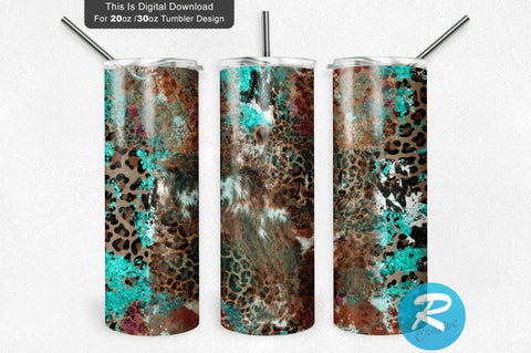 Turquoise Cowhide Leopard 20 oz / 30 oz Tumbler PNG Sublimation Regulrcrative 