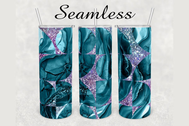 Turquoise Glitter Marble Tumbler sublimation design 20 oz skinny tumbler wrap Sublimation BambinaCreations 