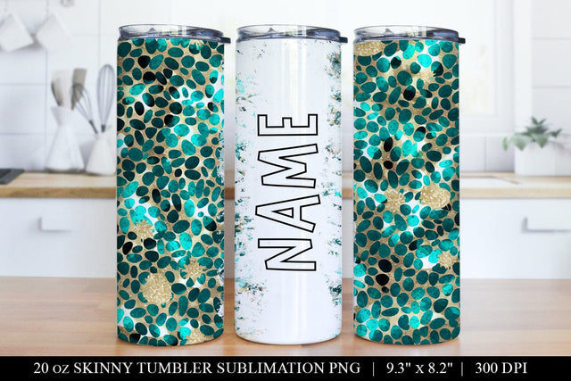 Turquoise & Gold Abstract Tumbler Wrap - 20oz Skinny Tumbler Sublimation BijouBay 