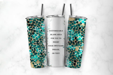 Turquoise & Gold Abstract Tumbler Wrap - 20oz Skinny Tumbler Sublimation BijouBay 