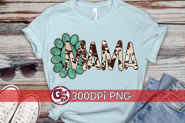 Turquoise Mama PNG for Sublimation-Western Sublimation Greedy Stitches 