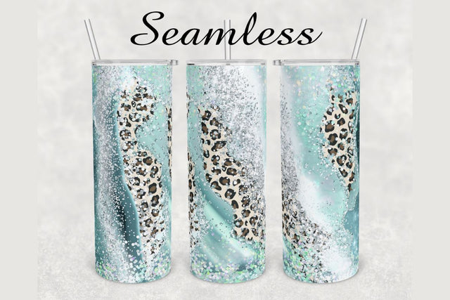 Turquoise Marble Cheetah Tumbler sublimation design 20 oz skinny tumbler wrap Sublimation BambinaCreations 