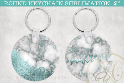 Turquoise Marble Round Keychain Sublimation and SVG Files SVG Marlene Campos 