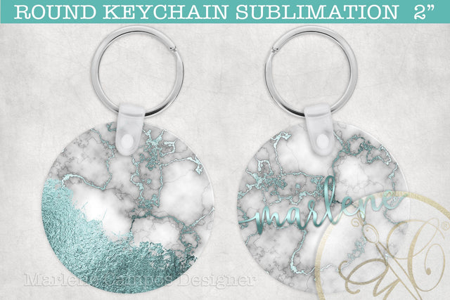 Turquoise Marble Round Keychain Sublimation and SVG Files SVG Marlene Campos 