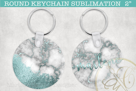 Turquoise Marble Round Keychain Sublimation and SVG Files SVG Marlene Campos 