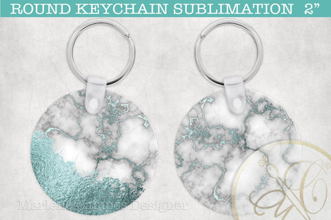 Turquoise Marble Round Keychain Sublimation and SVG Files SVG Marlene Campos 