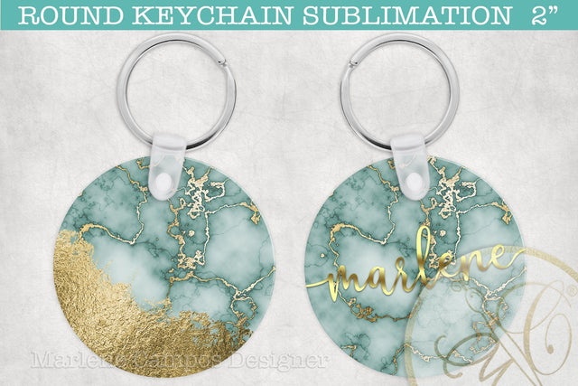 Turquoise Marble Round Keychain Sublimation + SVG SVG Marlene Campos 