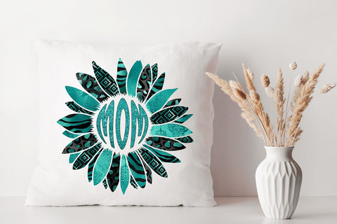 Turquoise Mom Sunflower PNG Sublimation B Renee Design 