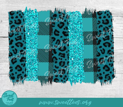 Turquoise Teal Animal Print Plaid Sublimation PNG Sublimation Sweet Tees 