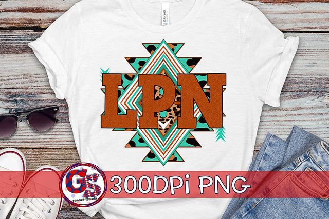 Turquoise Western LPN PNG for Sublimation Sublimation Greedy Stitches 