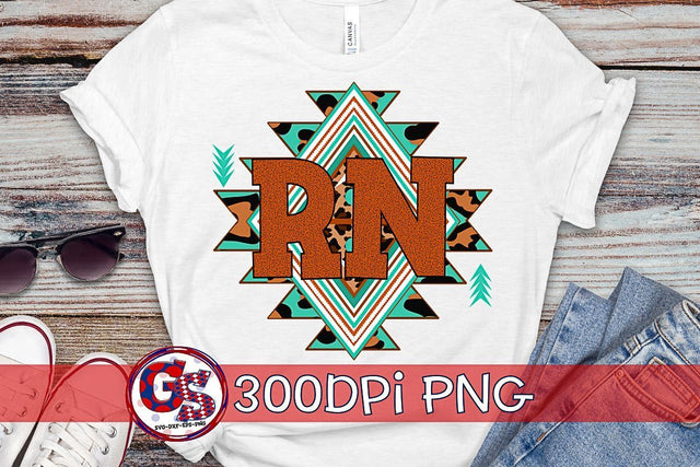 Turquoise Western Registered Nurse PNG for Sublimation Sublimation Greedy Stitches 