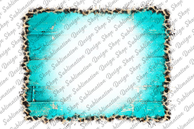 Turquoise Wood Bleach Effect Background Png, Turquoise Png, Leopard Frame Png, Sublimation Design, Western Background Png, Digital Download Sublimation SublimationDesignShop 