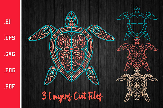Turtle - 3D Layered SVG Cut Files SVG Slim Studio 