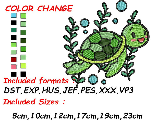 Turtle Embroidery, Sea Embroidery, Machine Embroidery, Animal Embroidery, Pes Embroidery File, Embroidery Designs Embroidery/Applique DESIGNS SVG Digital Designer 