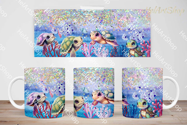 Turtle Mug PNG Sublimation, Under The Sea 11Oz Mug Png Sublimation _HelArtShop_ 