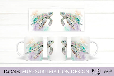 Turtle Mug Sublimation. Turtle Mug Wrap. Sublimation Olga Terlyanskaya 